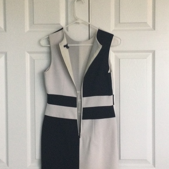 Ann Taylor Color Block Black & White Sheath  Dress - Picture 6 of 12